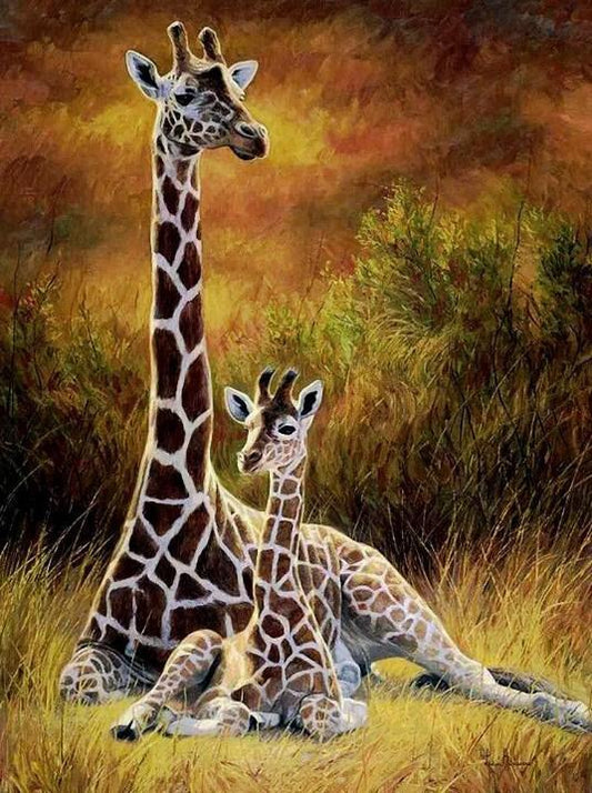 Giraffe Mutter & Baby Diamond Painting - Diamond Painting