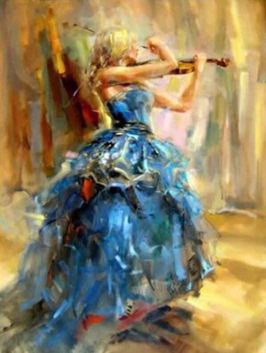 Mädchen spielt Geige & Tanzen - Diamond Painting