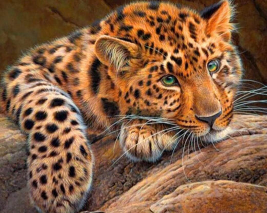 Grünäugiger Gepard Diamond Painting - Diamond Painting