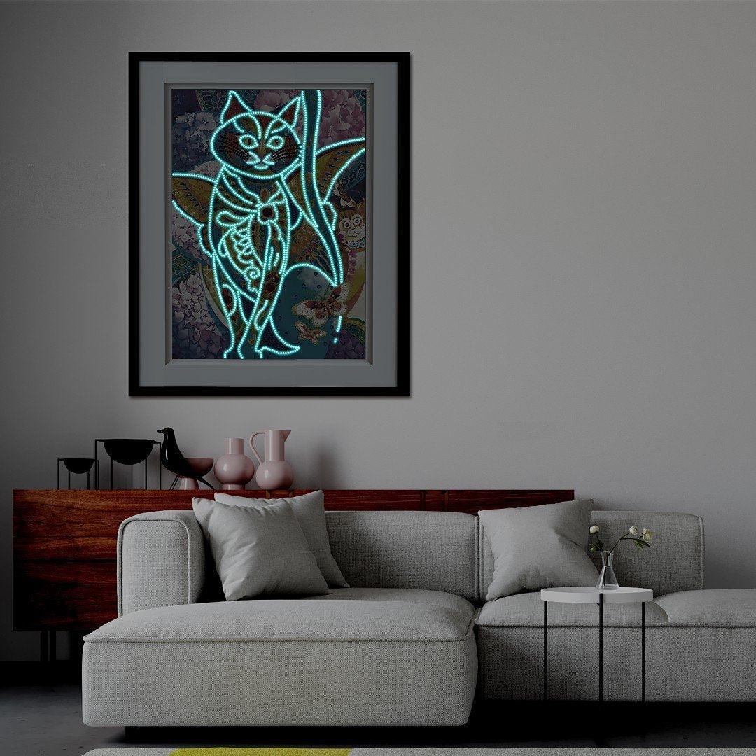 Nachtglühende Ägyptische Katze Diamond Portrait - Diamond Painting