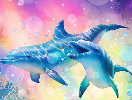 Glückliches Delfinpaar - Diamond Painting