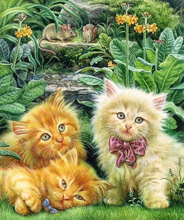 Kätzchen und Ratten malerei Kit - Diamond Painting