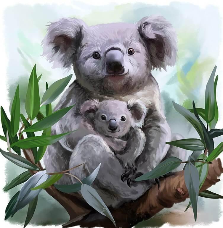 Koalabär mit Baby - Diamond Painting