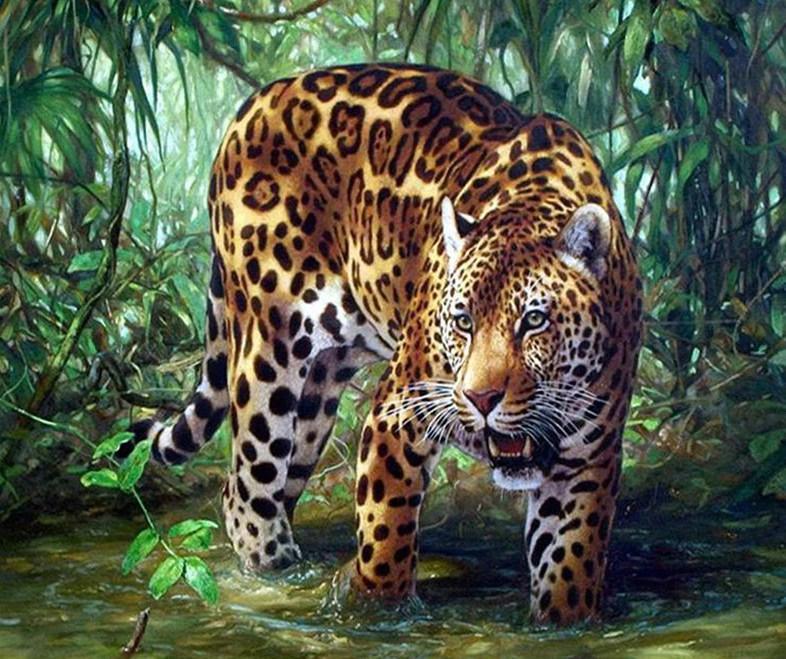 Leopard im Wald - Diamond Painting