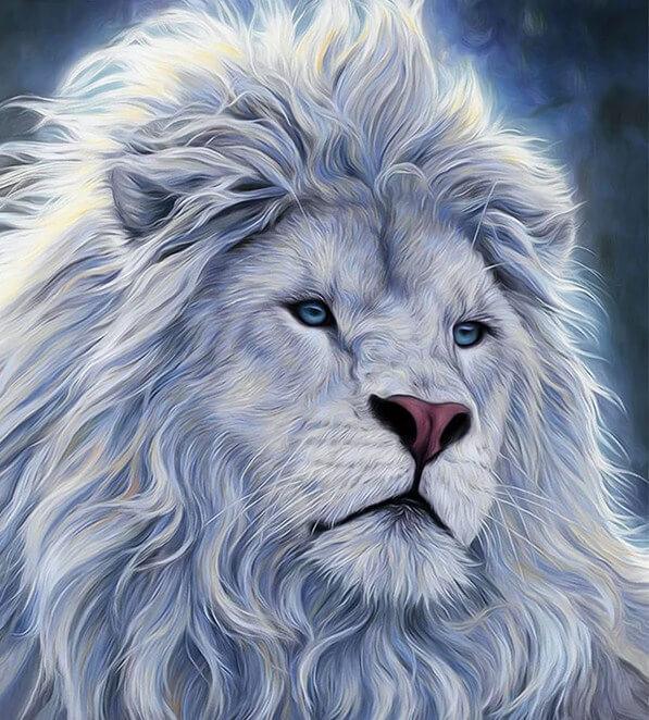 Mächtiger weißer Löwe - Diamond Painting