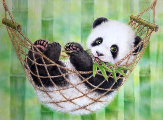 Panda ruht auf Hängematte - Diamond Painting