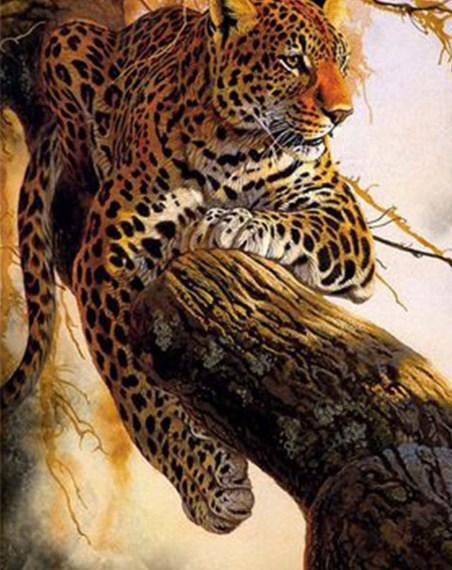 Ruhender Leopard - Malen nach Diamanten - Diamond Painting