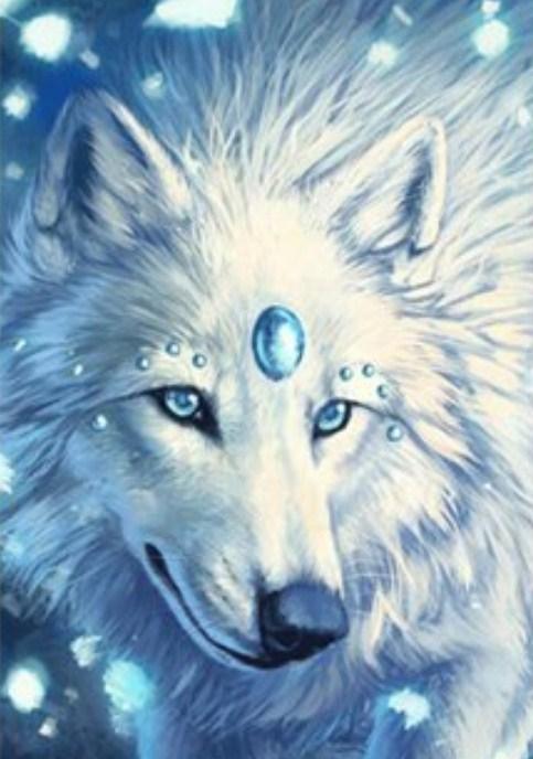 Königlicher Wolf - Farbe von Diamanten - Diamond Painting