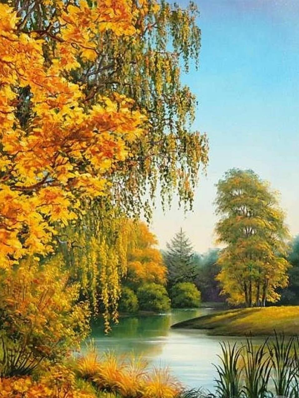 Russische Landschaften im Herbst - Diamond Painting