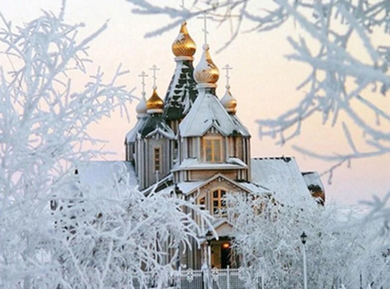 Russisch-Orthodoxe Kirche Winter - Diamond Painting