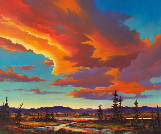 scharlachroter Abend - Kunst des Jonn Einerssen - Diamond Painting