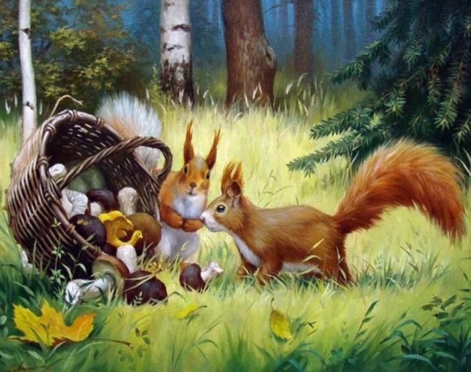 Eichhörnchen im Wald - Diamond Painting