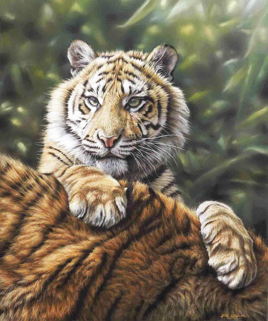 Sumatra-Tigerjunges und Mutter - Kunst des Eric Wilson - Diamond Painting