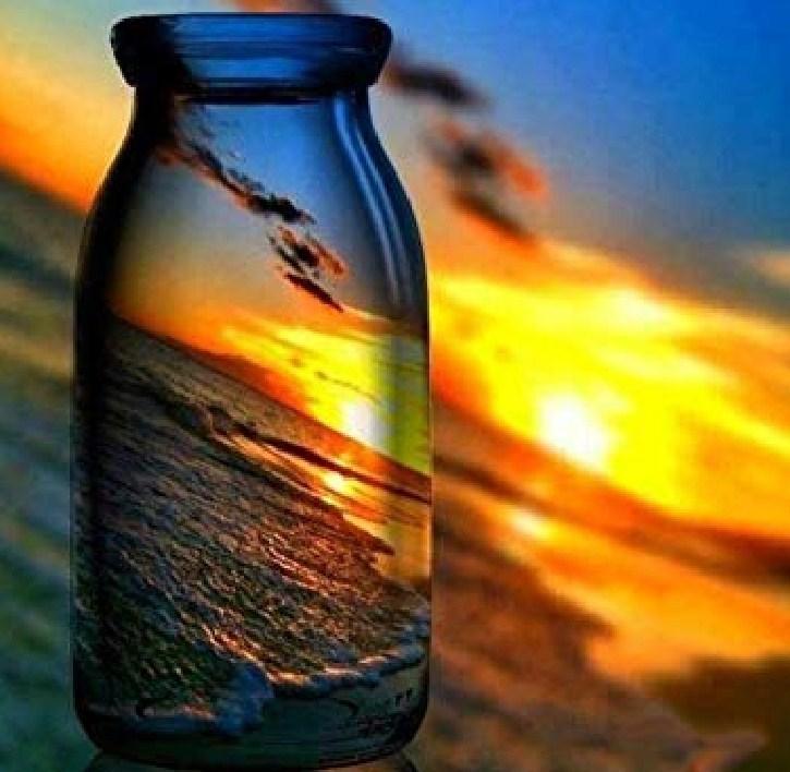 Sonnenuntergang in Glasflasche gefangen - Diamond Painting