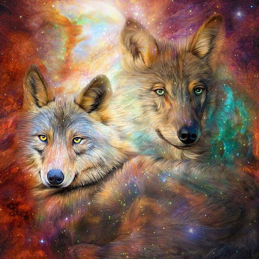 Wolf & Galaxis Kunstmalerei - Diamond Painting