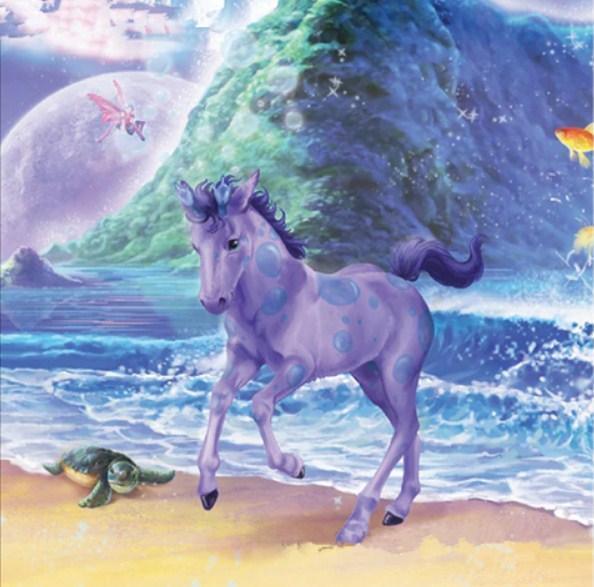 Baby Pferd läuft am Strand - Diamond Painting