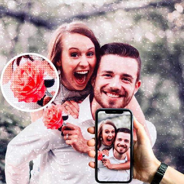 Aus einem Handyfoto wird ein Diamond Painting mit funkelnden Steinen
