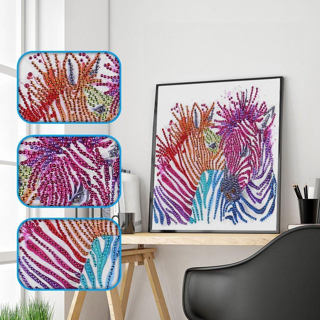 Zebras bunte Streifen Spezial Diamond Painting - Diamond Painting