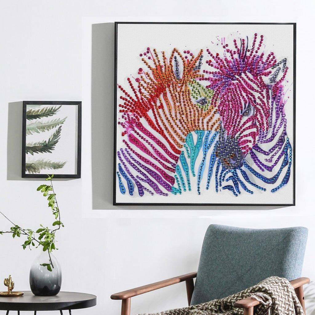 Zebras bunte Streifen Spezial Diamond Painting - Diamond Painting
