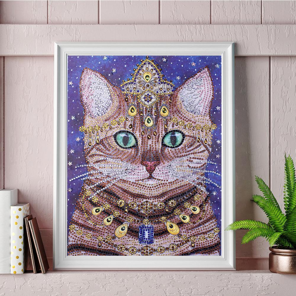 Juwelenbesetzte Katze - Spezial Diamond Painting - Diamond Painting