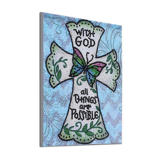 Schmetterling am Christianskreuz - Spezial Diamond Painting - Diamond Painting