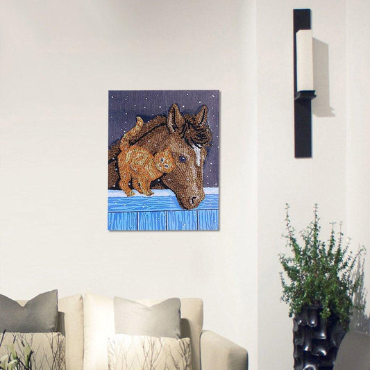 Katzenfreund mit Pferd - Spezial Diamond Painting - Diamond Painting