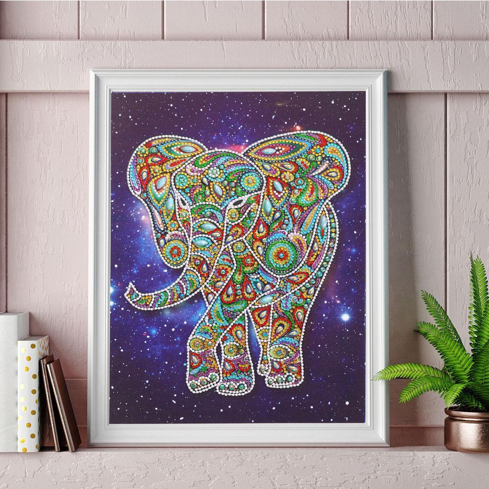 Erstaunlicher Elefant - Sonder form Diamond Painting - Diamond Painting