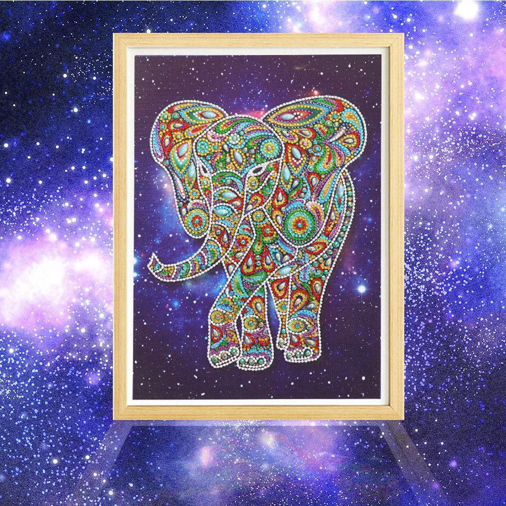 Erstaunlicher Elefant - Sonder form Diamond Painting - Diamond Painting