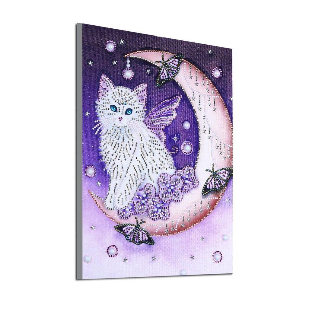 Katze am Mond - Spezial Diamond Painting - Diamond Painting