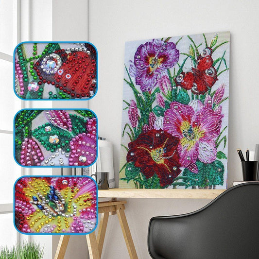 Schmetterling im Blumen garten - Spezial Diamond Painting - Diamond Painting