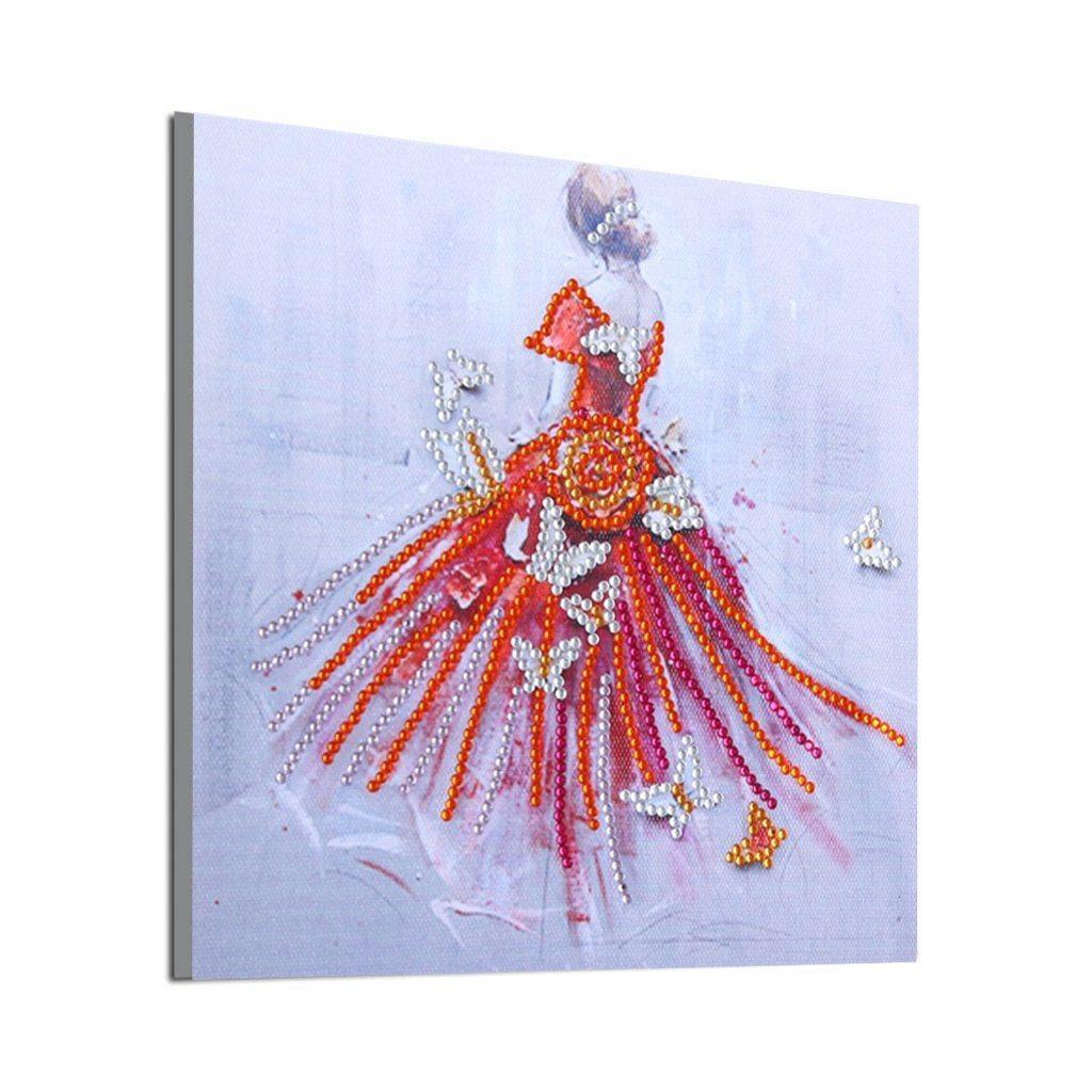 Mädchen im roten Kleid - Spezial Diamond Painting - Diamond Painting