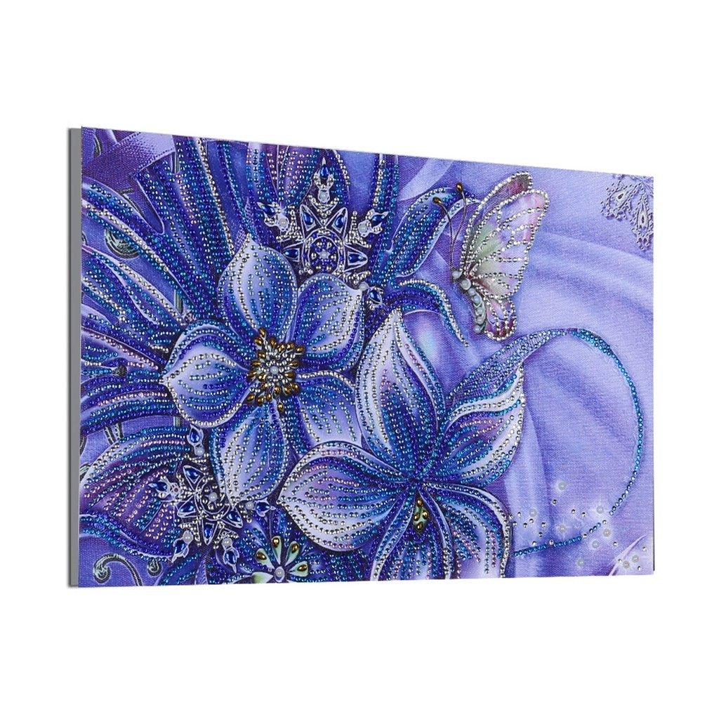 Schmetterling Blaue Blume - Spezial Diamond Painting - Diamond Painting