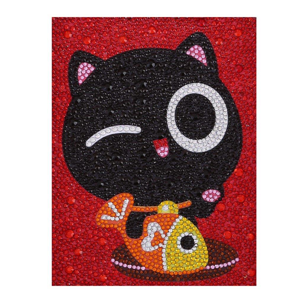 Entzückende schwarze Katze - Spezial Diamond Painting - Diamond Painting