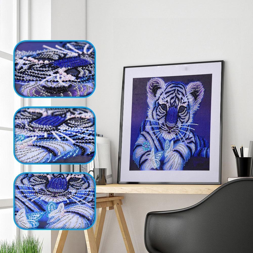 Tiger White Cub - Spezial  Diamond Painting - Diamond Painting