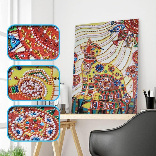 Abstrakte ägyptische Katzen kunst - Spezial Diamond Painting - Diamond Painting