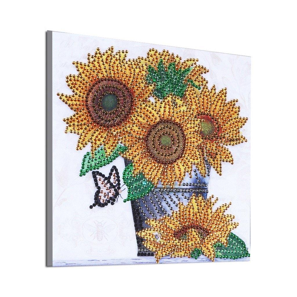 Vase mit Sonnenblumen - Spezial Diamond Painting - Diamond Painting
