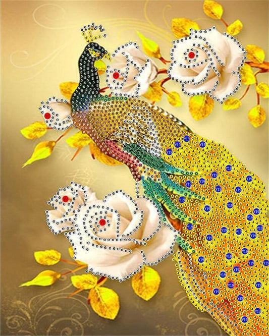 Goldener Pfau - Spezial Diamond Painting - Diamond Painting