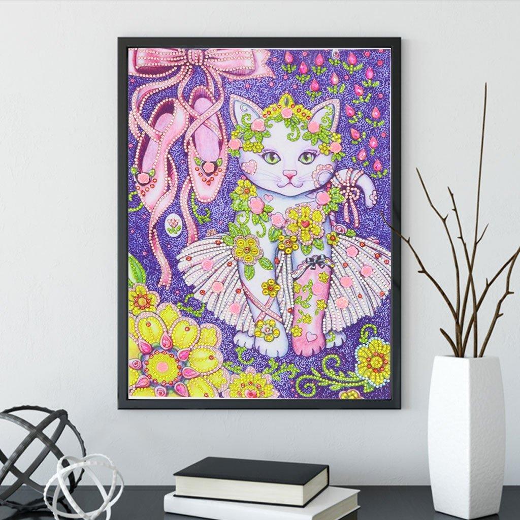 Süße weiße Katze - Spezial Diamond Painting - Diamond Painting