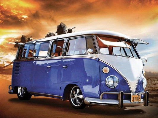 Volkswagen Typ 2 Minibus - Farbe mit Diamanten - Diamond Painting