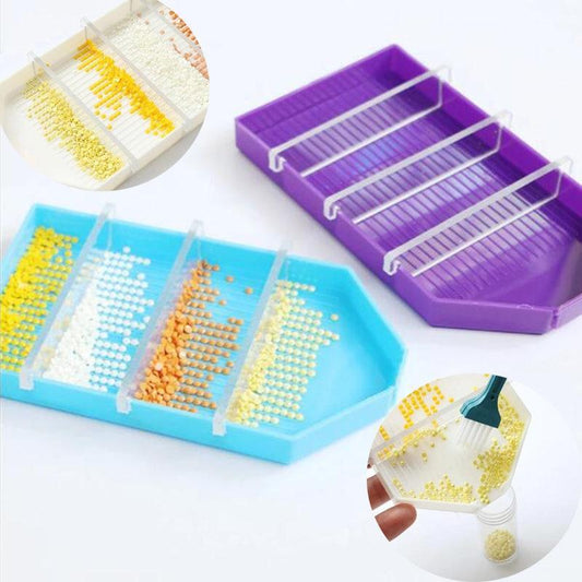 Vierfach-Diamant-Maltablett mit Pinsel - Diamond Painting