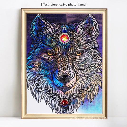 Wolf mit Stein - Spezial Diamond Painting - Diamond Painting
