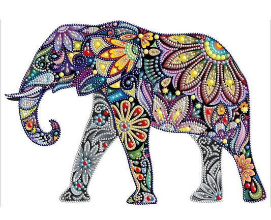 Künstlerisch floraler Elefant Spezial Diamond Painting - Diamond Painting