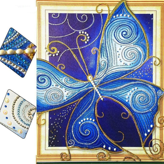 Großer blauer Schmetterlings diamant Gemälde - Diamond Painting