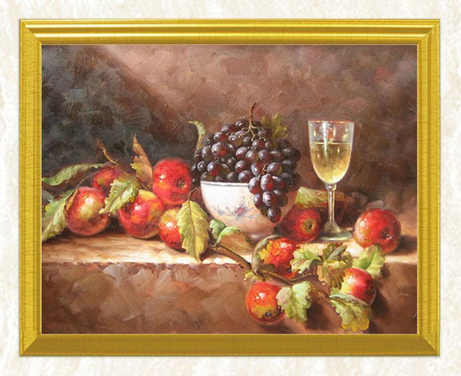 Früchte auf dem Tisch mit Weinglas DIY Diamond Painting - Diamond Painting