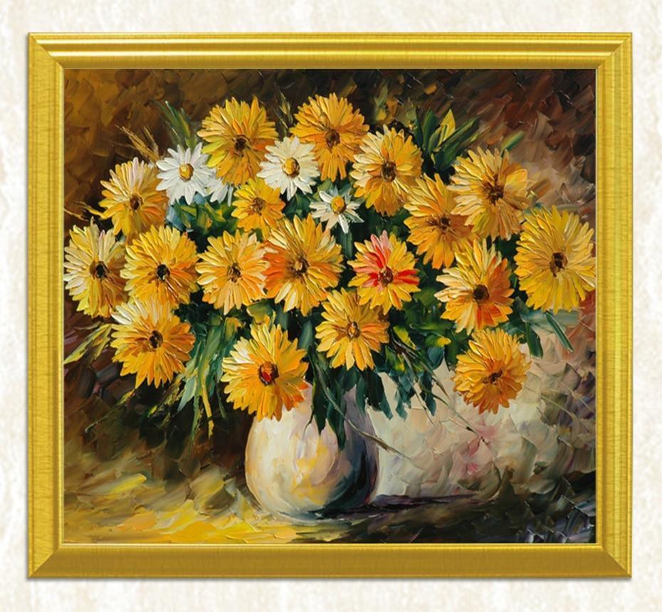 Gelbe & weiße Blumen DIY Malerei - Diamond Painting