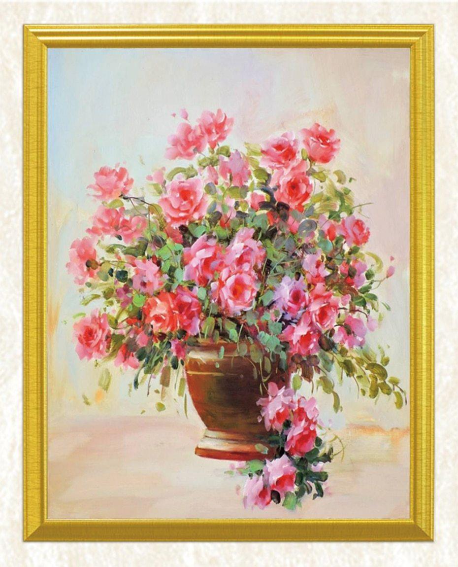 Frischer rosa Blumentopf DIY Painting - Diamond Painting
