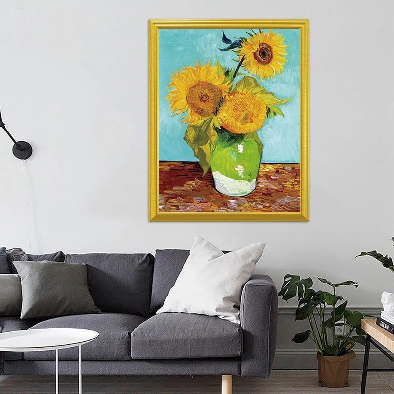 Vase mit drei Sonnenblumen - Vincent van Gogh - Diamond Painting