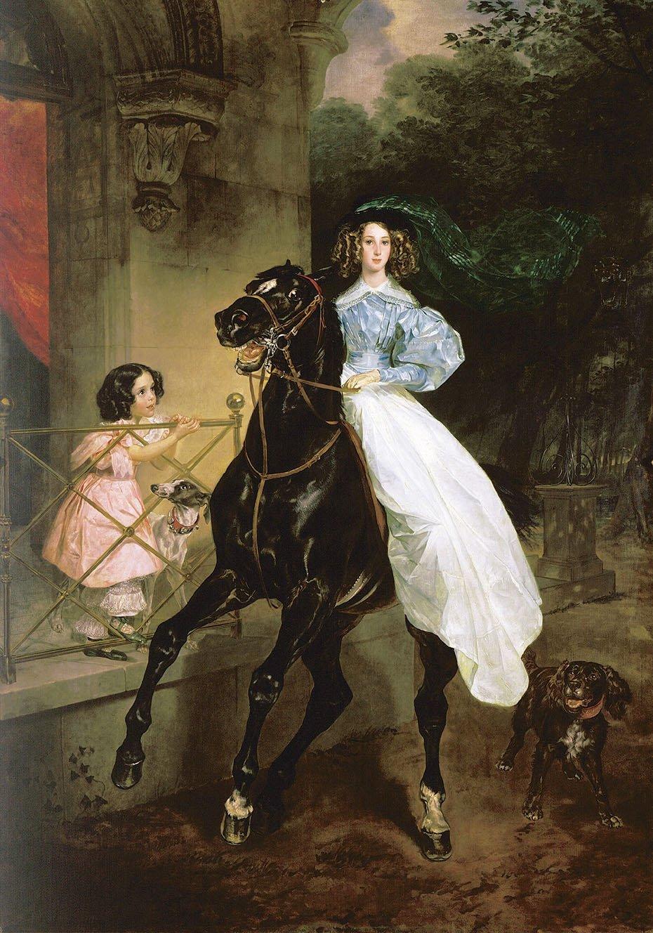 Reiterporträt von Giovanina und Amacilia Pacini - Karl Bryullov - Diamond Painting