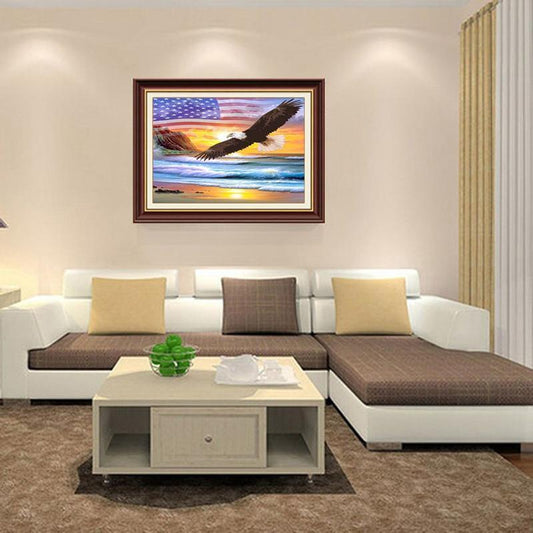 Adler fliegt am Strand - Diamond Painting