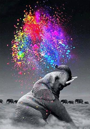 Elefanten sprühen Farben DIY Diamond Painting - Diamond Painting